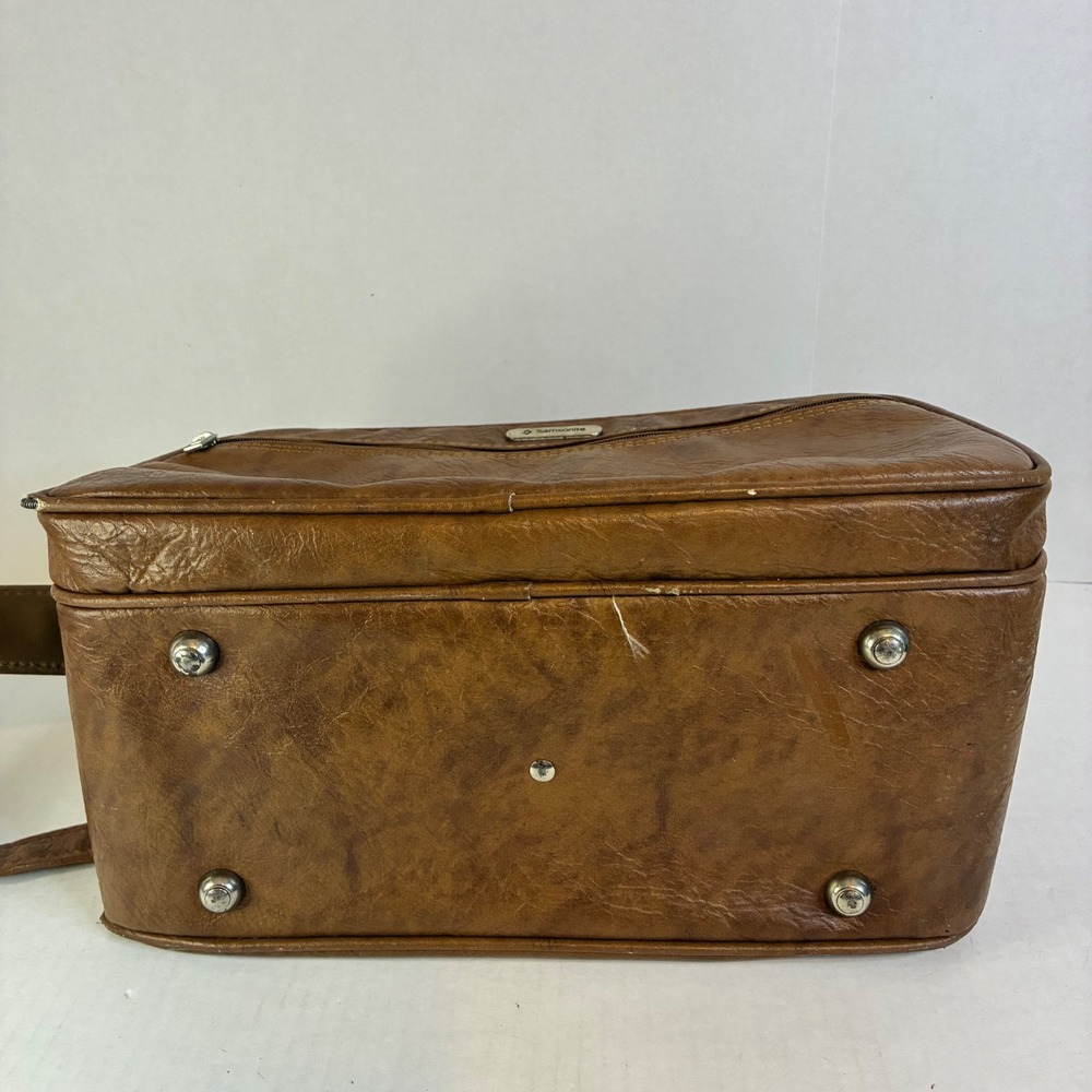 Samsonite Silhouette II Vintage Brown Faux Leather Messenger Bag Carry On Mens - Picture 12 of 16
